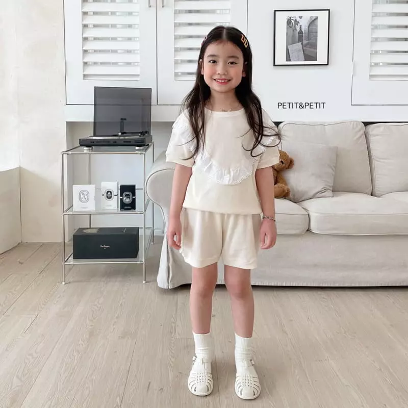 Petit & Petit - Korean Children Fashion - #designkidswear - Waffle Lace Top Bottom Set - 2