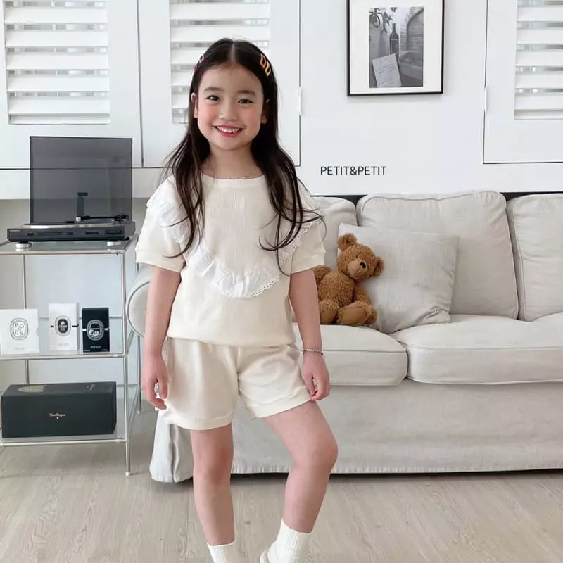 Petit & Petit - Korean Children Fashion - #discoveringself - Waffle Lace Top Bottom Set - 3