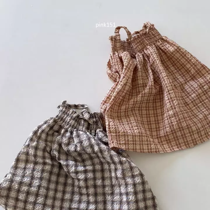 Pink151 - Korean Children Fashion - #kidsshorts - Smocked Check One-piece - 2