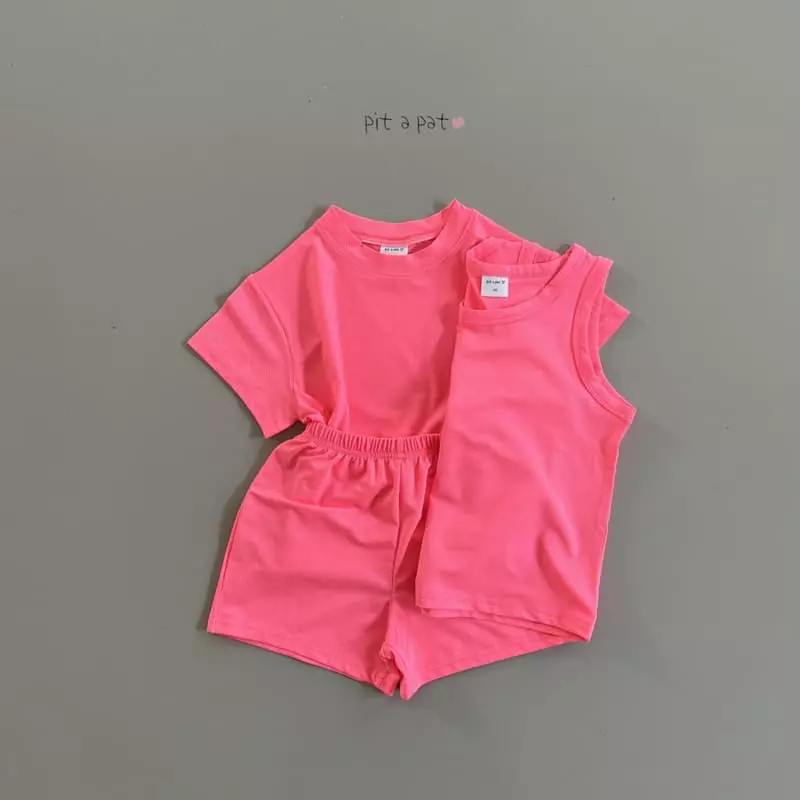 Pitapat - Korean Children Fashion - #kidzfashiontrend - Airo Mesh Short Tee Sleeveless Bottom Set - 4