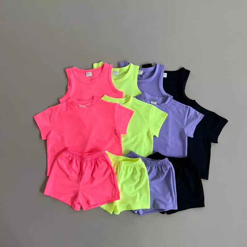 Pitapat - Korean Children Fashion - #childofig - Airo Mesh Short Tee Sleeveless Bottom Set - 9