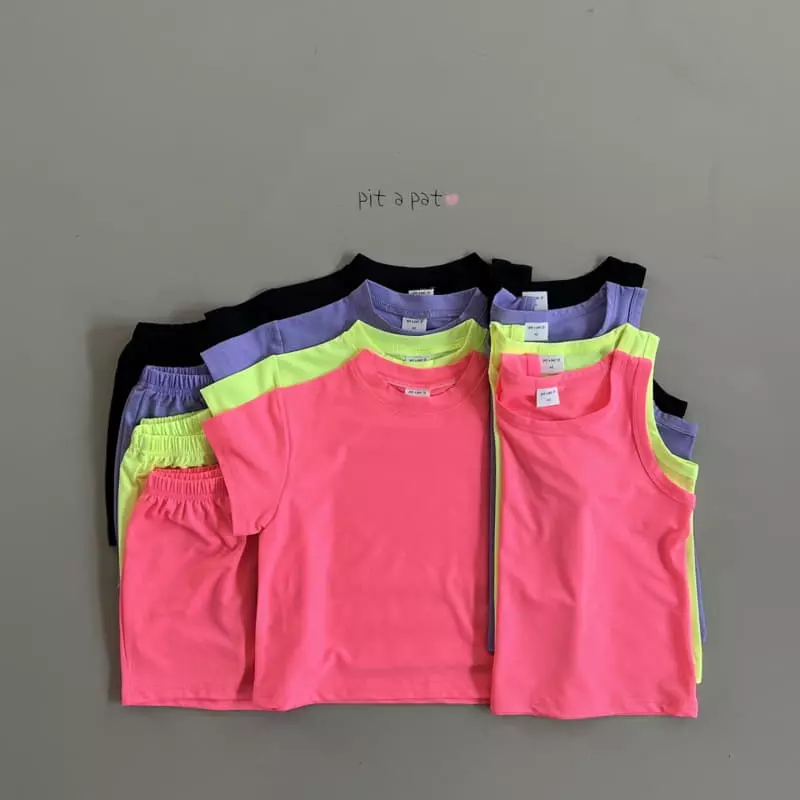 Pitapat - Korean Children Fashion - #designkidswear - Airo Mesh Short Tee Sleeveless Bottom Set - 12