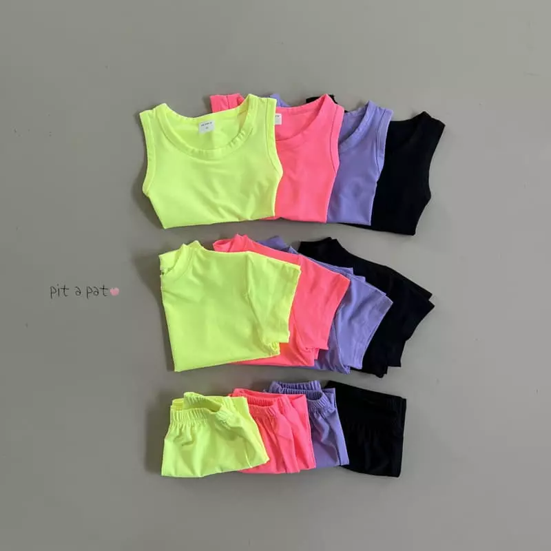 Pitapat - Korean Children Fashion - #kidsshorts - Airo Mesh Short Tee Sleeveless Bottom Set