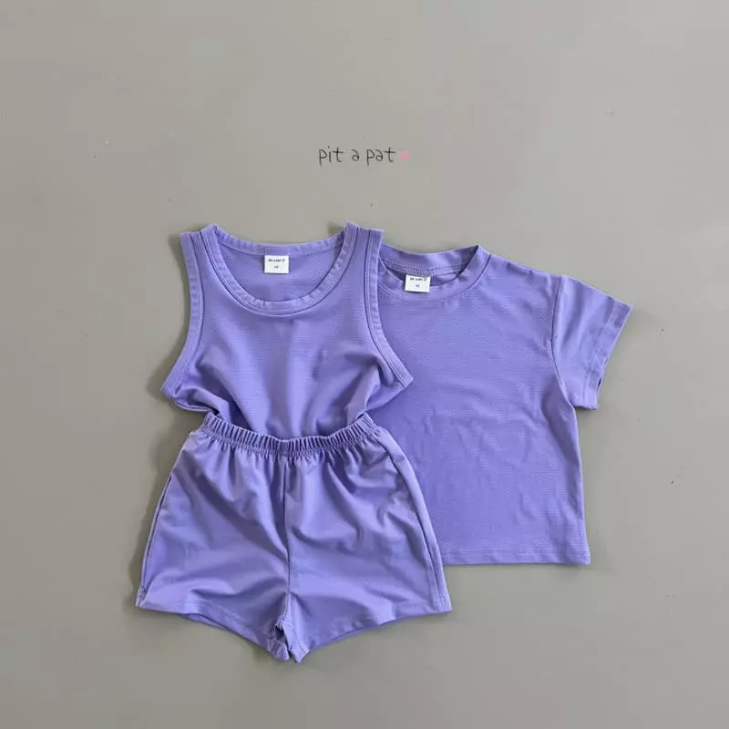 Pitapat - Korean Children Fashion - #littlefashionista - Airo Mesh Short Tee Sleeveless Bottom Set - 5