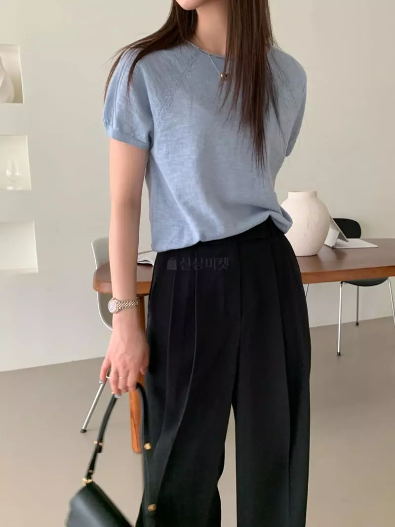Proper - Korean Women Fashion - #momslook - Bian Knit Tee - 12