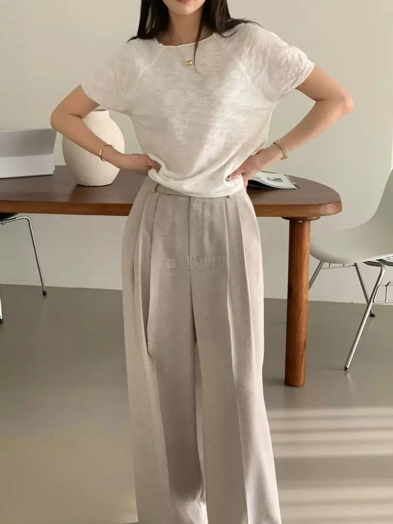 Proper - Korean Women Fashion - #momslook - Bian Knit Tee - 6