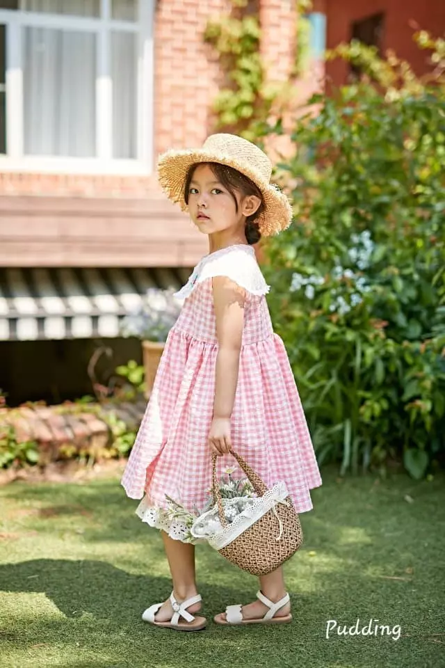 Pudding - Korean Children Fashion - #kidsshorts - Collar Embroidery One-piece - 5