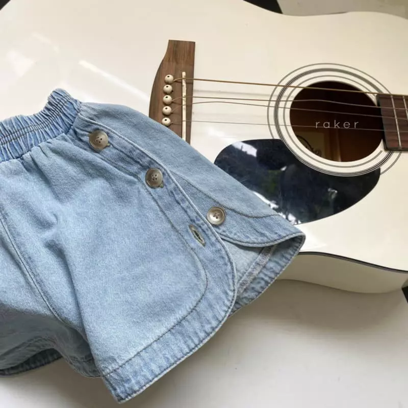 Raker - Korean Children Fashion - #littlefashionista - Button Shorts Denim - 2