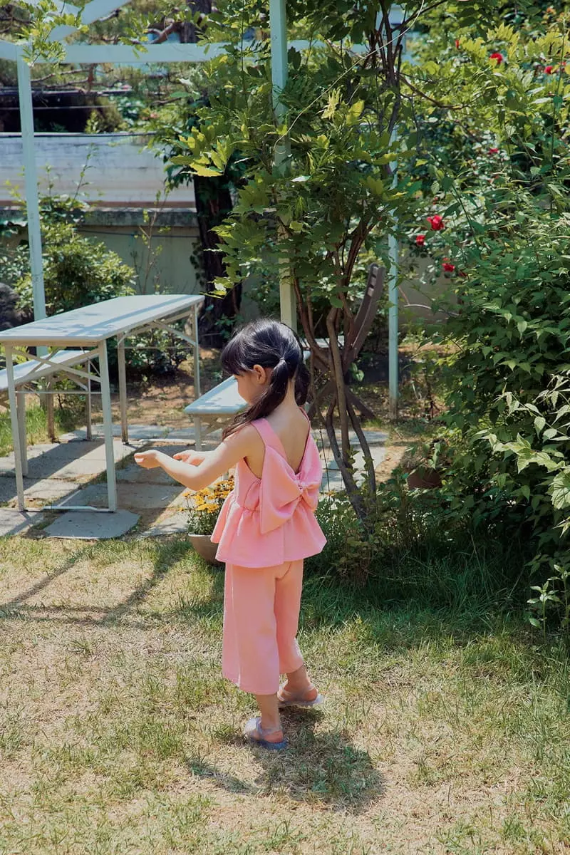 Rica - Korean Children Fashion - #kidzfashiontrend - Big Ribbon Top Bottom Set - 5
