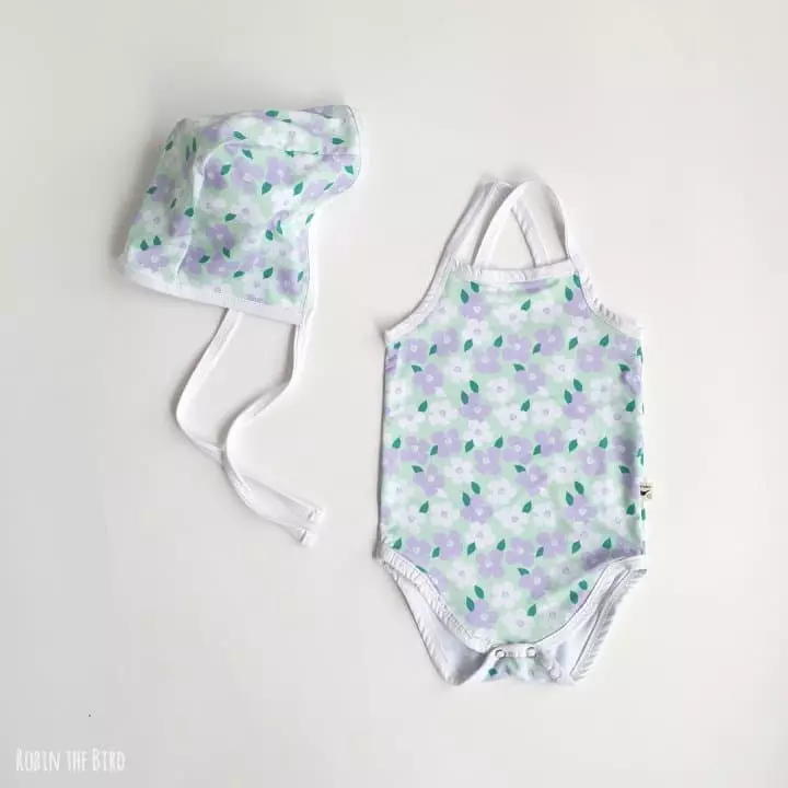 Saerobin - Korean Baby Fashion - #babyboutiqueclothing - Flower Swimwear Bodysuit Set - 2