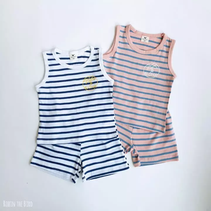 Saerobin - Korean Children Fashion - #littlefashionista - Stripes Sleeveless Top Botom Set - 6