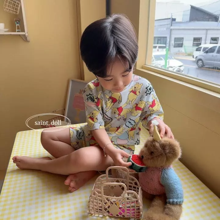 Saint Doll - Korean Children Fashion - #fashionkids - Pooh Home Wear Top Bottom Set - 3
