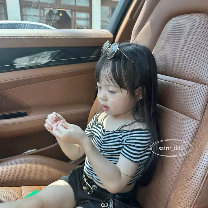 Saint Doll - Korean Children Fashion - #kidsshorts - Marine Crop Tee - 2