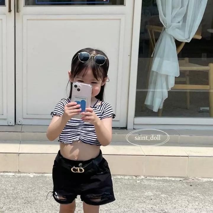 Saint Doll - Korean Children Fashion - #minifashionista - Marine Crop Tee - 8
