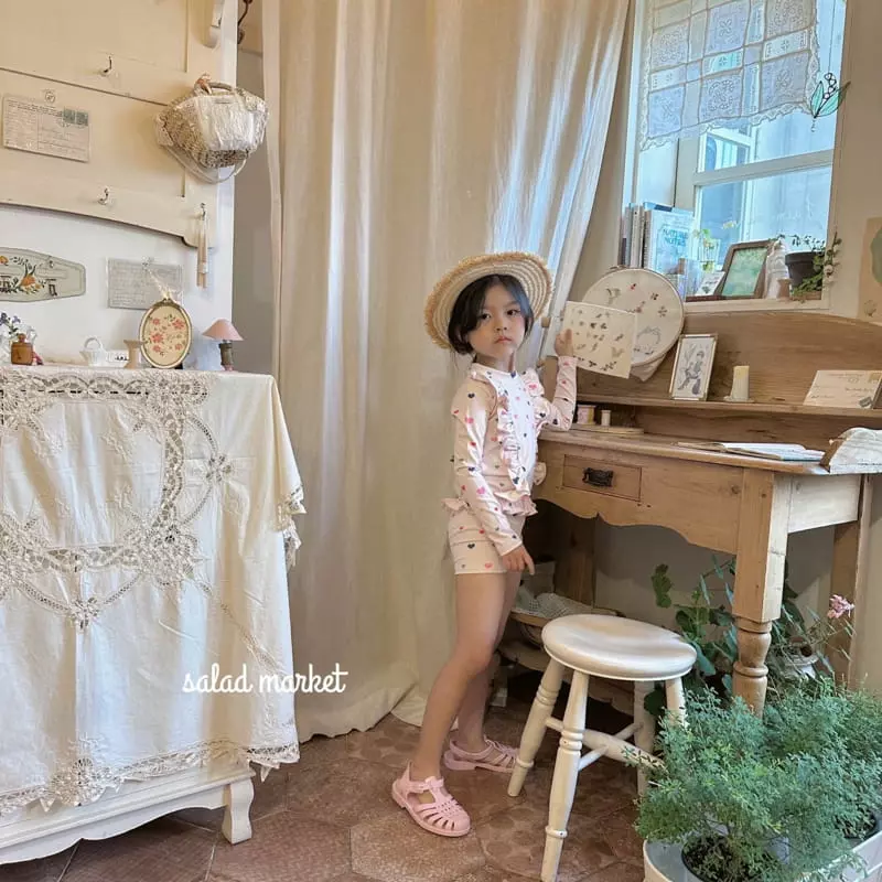 Salad Market - Korean Children Fashion - #Kfashion4kids - Heart Frill Rashguard - 8