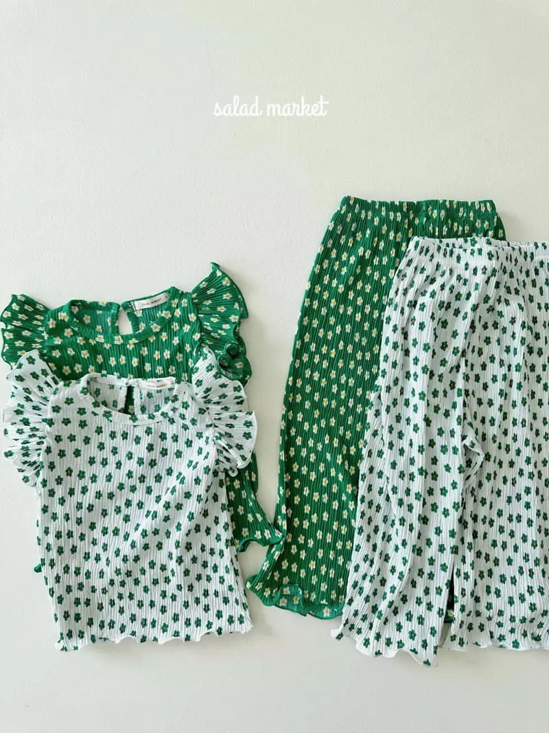 Salad Market - Korean Children Fashion - #stylishchildhood - Daisy Pleats Top Bottom Set - 4