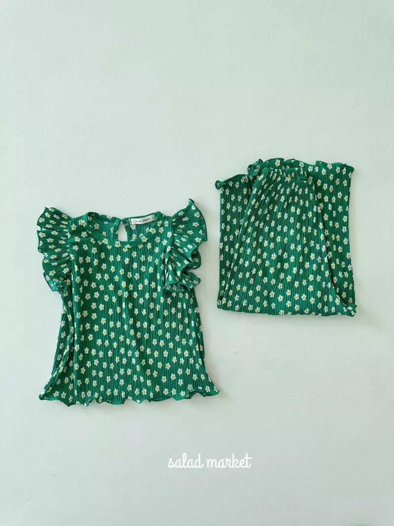 Salad Market - Korean Children Fashion - #designkidswear - Daisy Pleats Top Bottom Set - 6