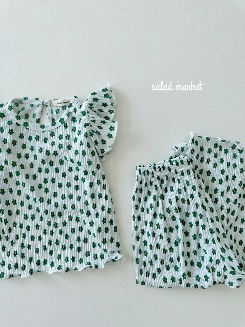 Salad Market - Korean Children Fashion - #discoveringself - Daisy Pleats Top Bottom Set - 7