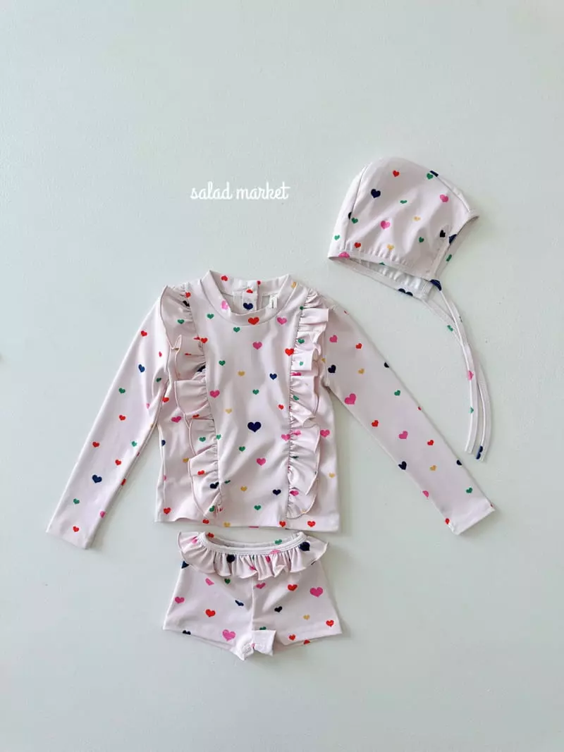 Salad Market - Korean Children Fashion - #discoveringself - Heart Frill Rashguard - 3