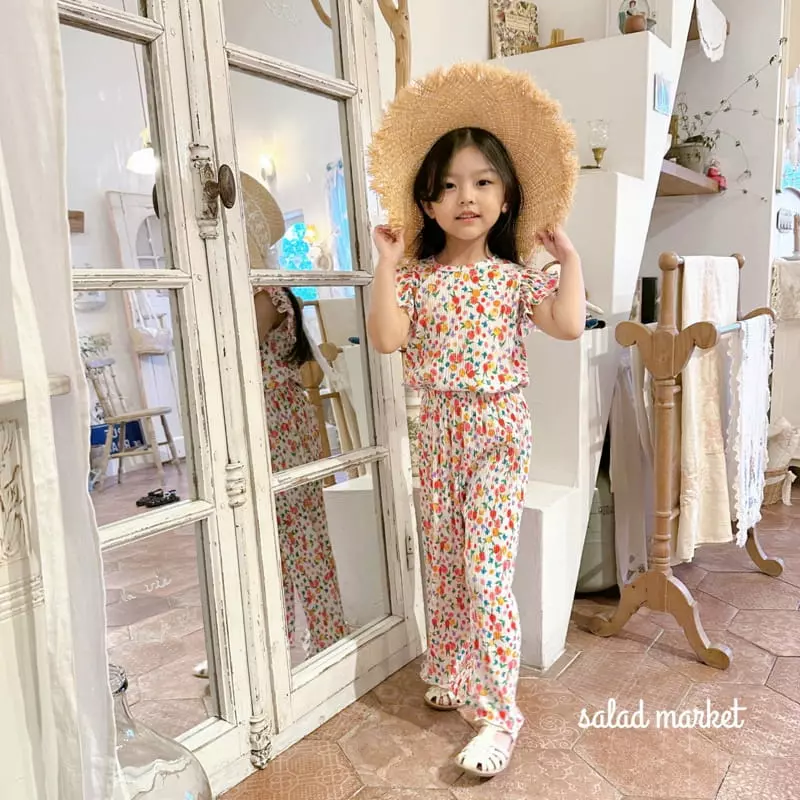 Salad Market - Korean Children Fashion - #fashionkids - Camellia Pleats Top Bottom Set - 7
