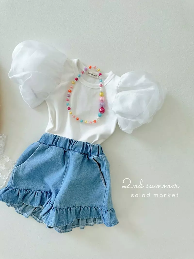 Salad Market - Korean Children Fashion - #discoveringself - Momo Frill Denim Shorts - 4
