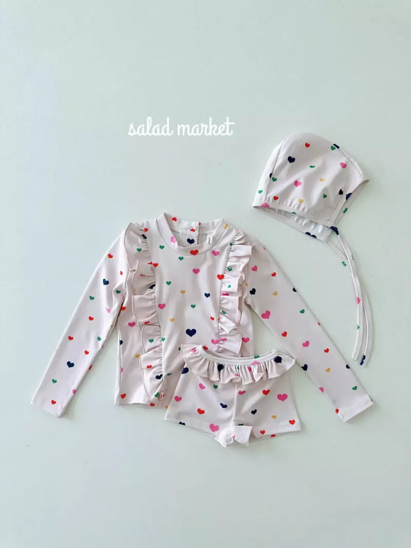 Salad Market - Korean Children Fashion - #discoveringself - Heart Frill Rashguard - 4