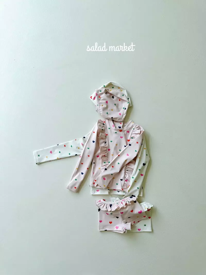 Salad Market - Korean Children Fashion - #kidsshorts - Heart Frill Rashguard - 5