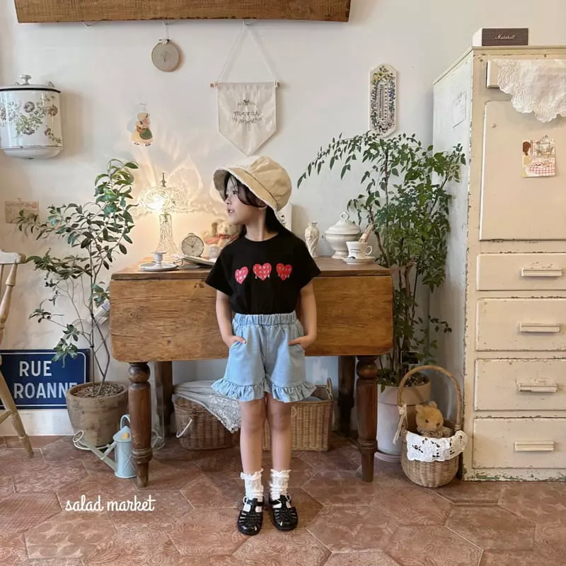 Salad Market - Korean Children Fashion - #kidsstore - Momo Frill Denim Shorts - 6