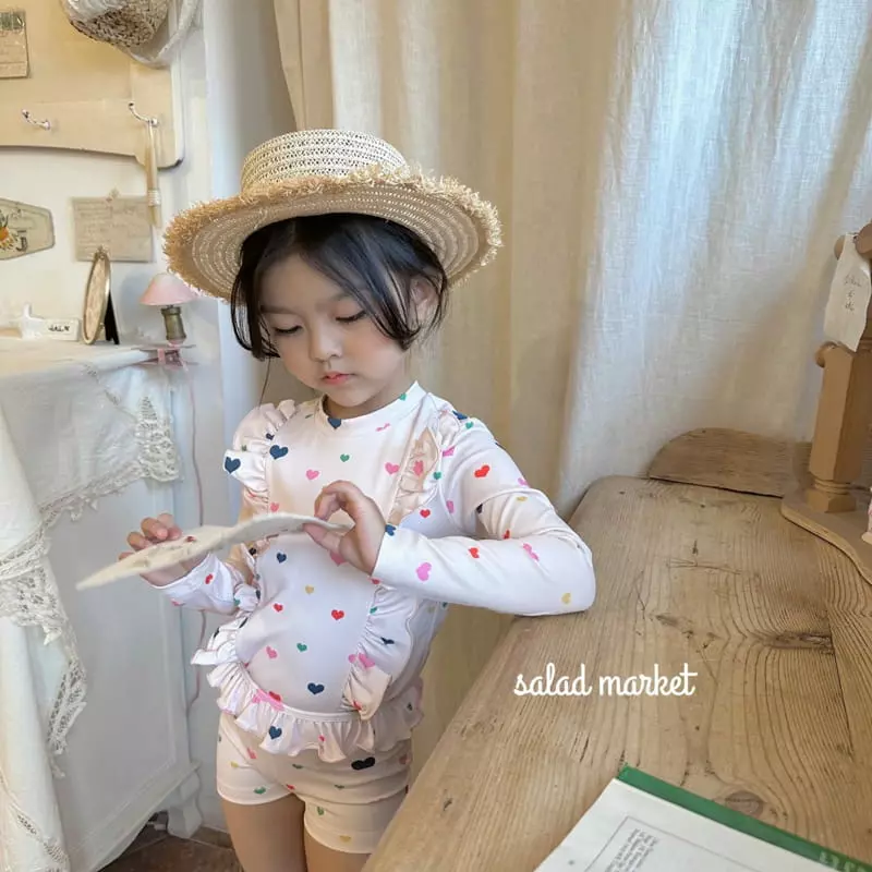 Salad Market - Korean Children Fashion - #kidsstore - Heart Frill Rashguard - 6