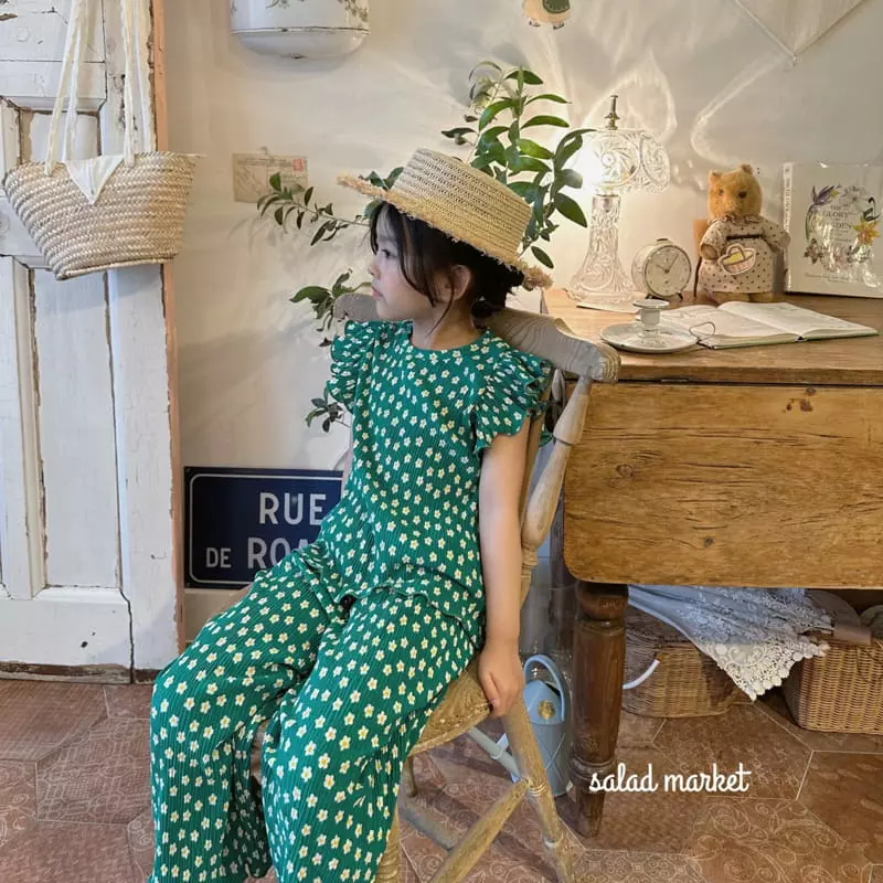 Salad Market - Korean Children Fashion - #kidzfashiontrend - Daisy Pleats Top Bottom Set - 11