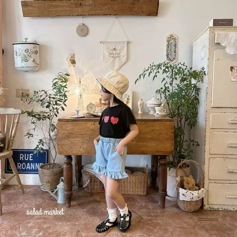 Salad Market - Korean Children Fashion - #kidzfashiontrend - Momo Frill Denim Shorts - 7