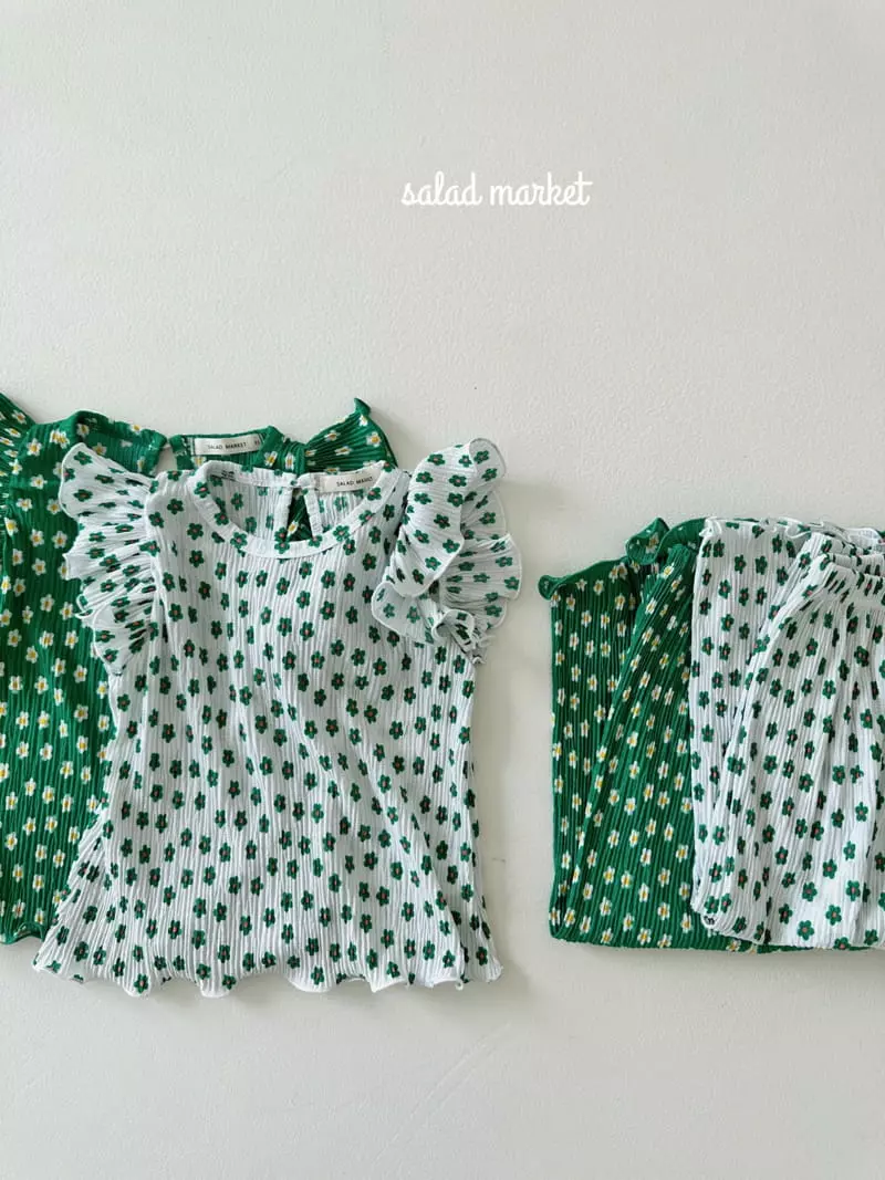 Salad Market - Korean Children Fashion - #todddlerfashion - Daisy Pleats Top Bottom Set