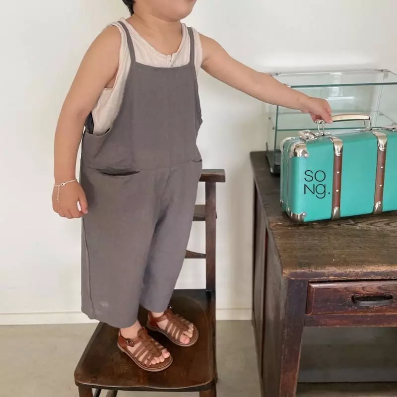 Song - Korean Children Fashion - #kidsstore - Linen Overalls - 8