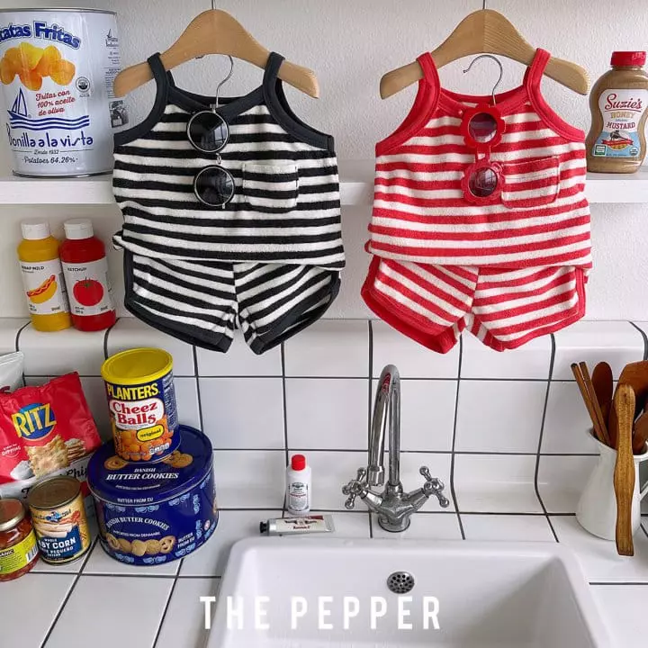 The Pepper - Korean Children Fashion - #Kfashion4kids - Stripes Top Bottom Set - 6