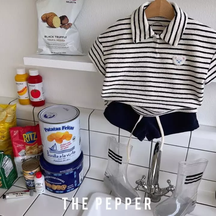The Pepper - Korean Children Fashion - #kidsshorts - Bear Top Bottom Set - 5