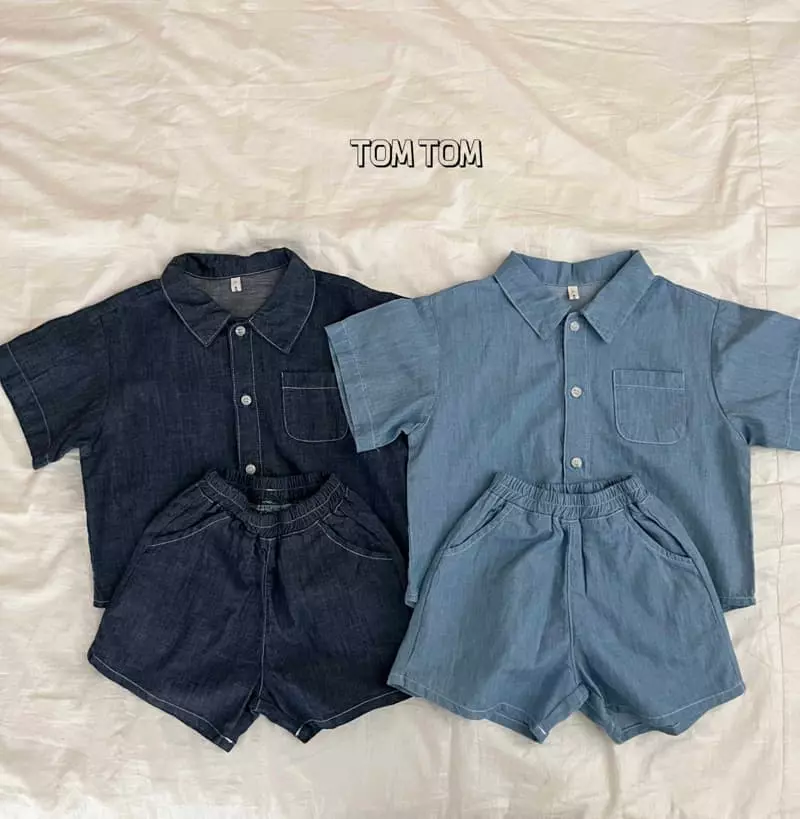 Tom Tom - Korean Children Fashion - #discoveringself - Linen Hazi Shirt Top Bottom Set - 7