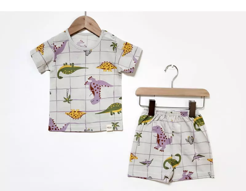 Ttasom - Korean Children Fashion - #Kfashion4kids - Square Dino Short Jacquard Easywear - 2