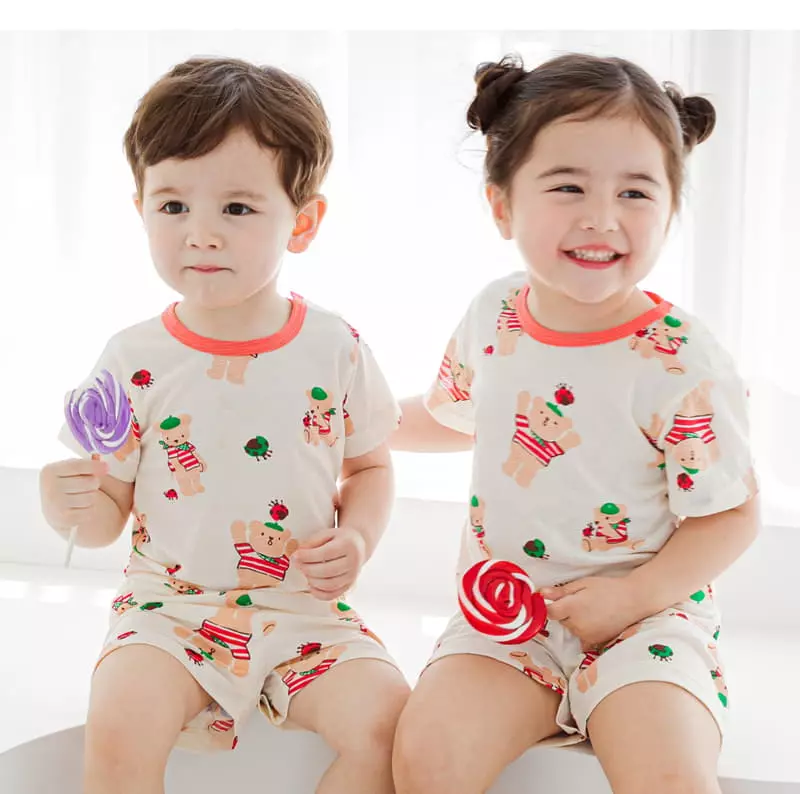 Ttasom - Korean Children Fashion - #fashionkids - Picnic Bear Short Air Silver Easywear - 5
