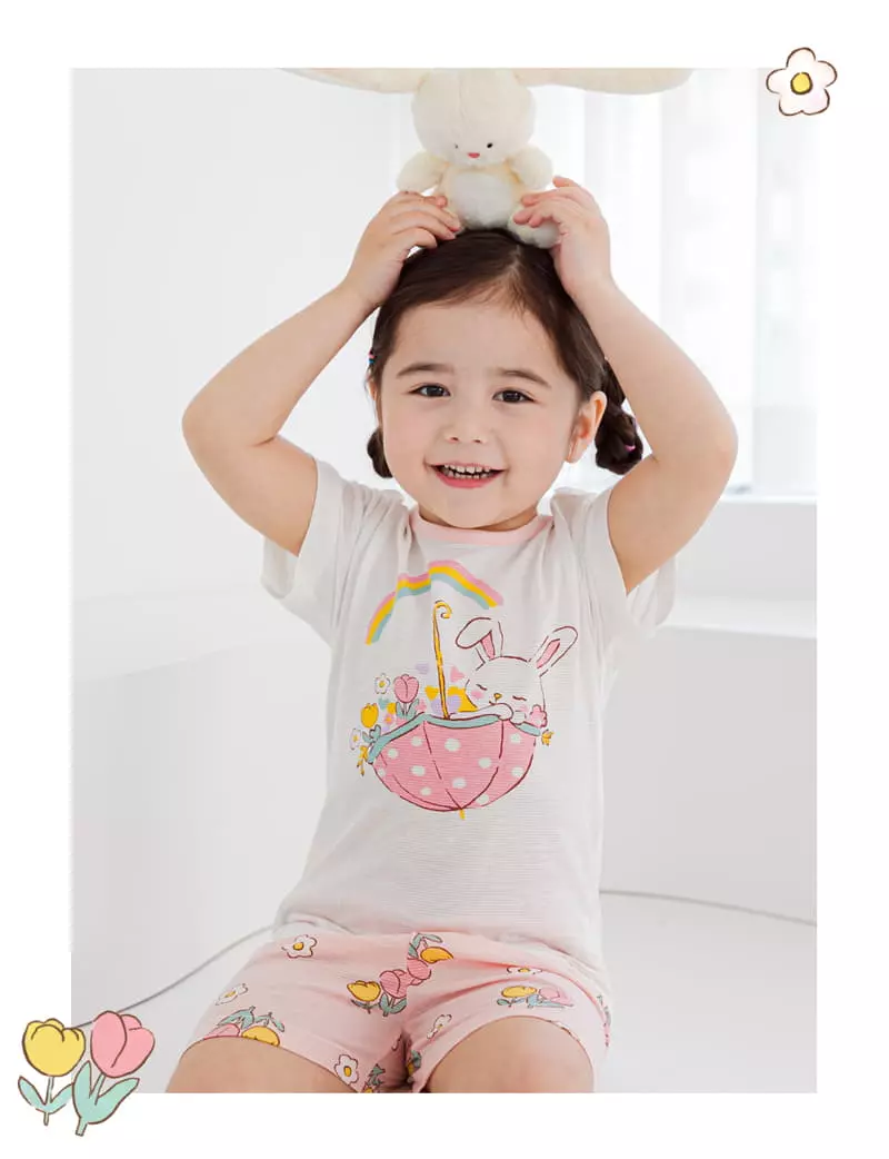 Ttasom - Korean Children Fashion - #kidsstore - Umbrella Rabbit Short Jacquard Easywear - 3