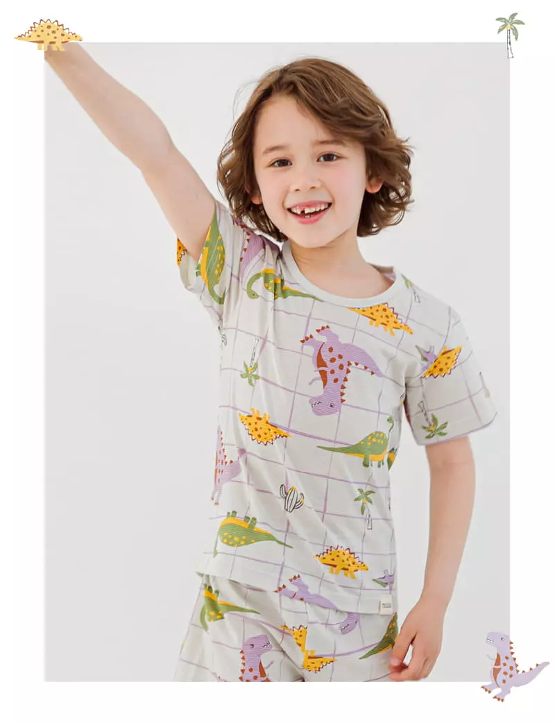 Ttasom - Korean Children Fashion - #littlefashionista - Square Dino Short Jacquard Easywear - 3