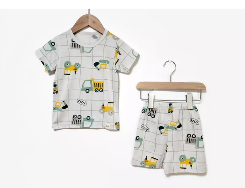 Ttasom - Korean Children Fashion - #minifashionista - Grid Car Short Modal Easywear - 2