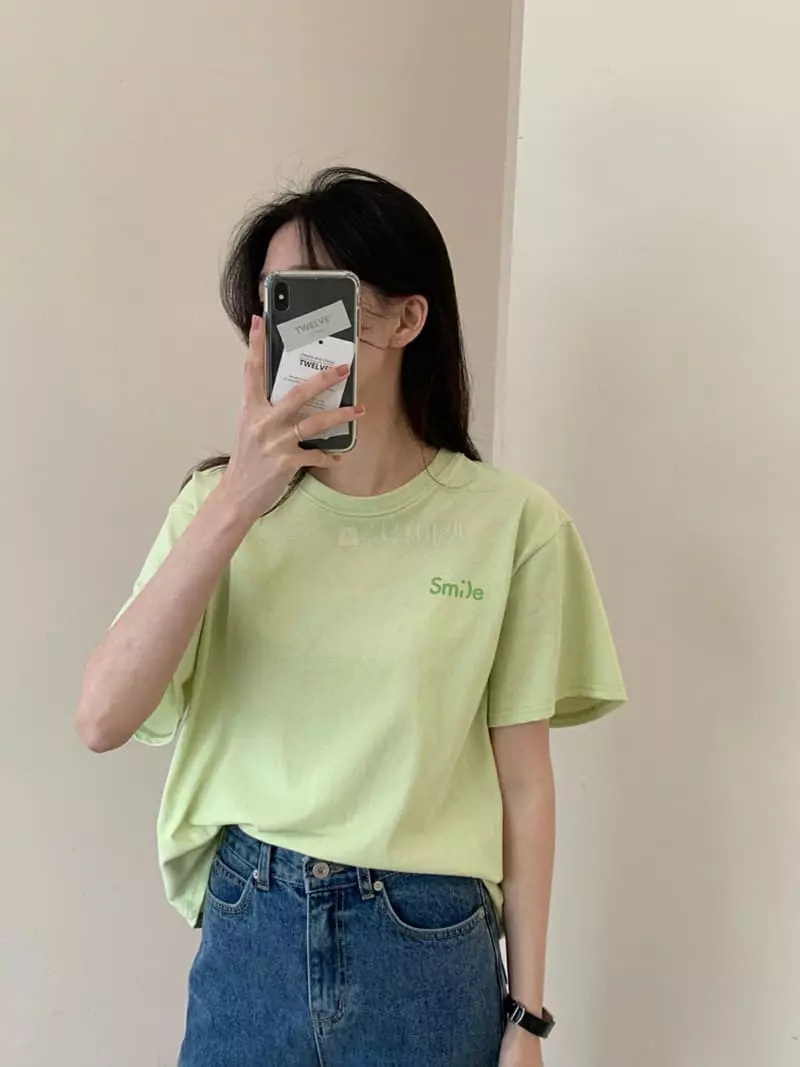 Twelve - Korean Women Fashion - #momslook - Smile Tee - 8