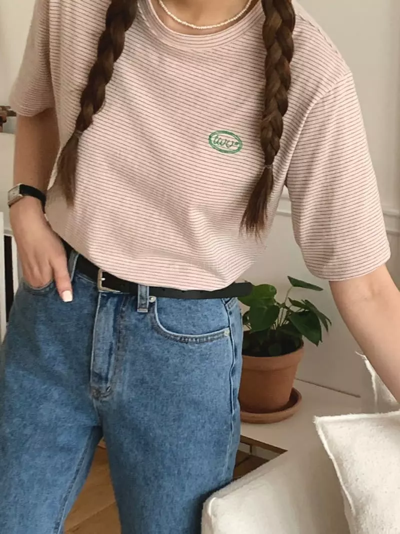 Twelve - Korean Women Fashion - #momslook - Logo Stripes Tee - 2