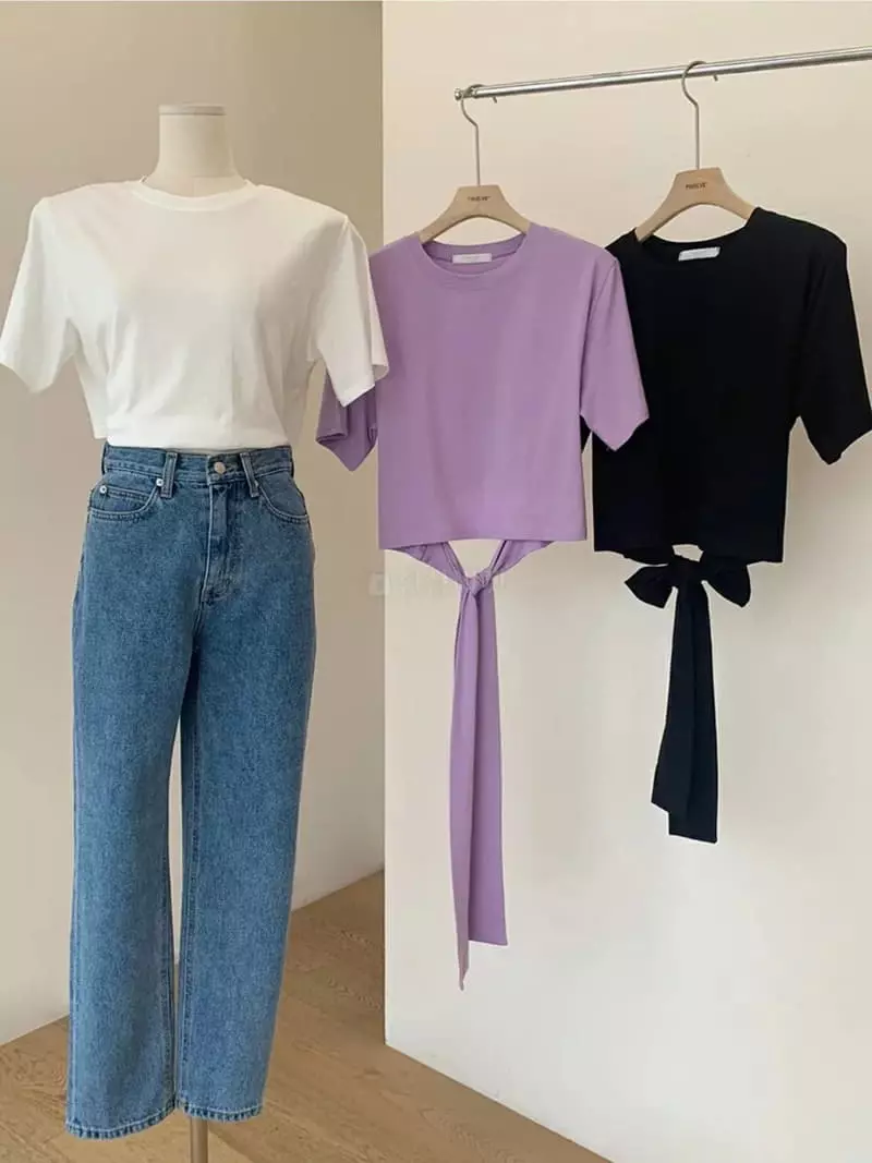 Twelve - Korean Women Fashion - #shopsmall - Ribbon Tee