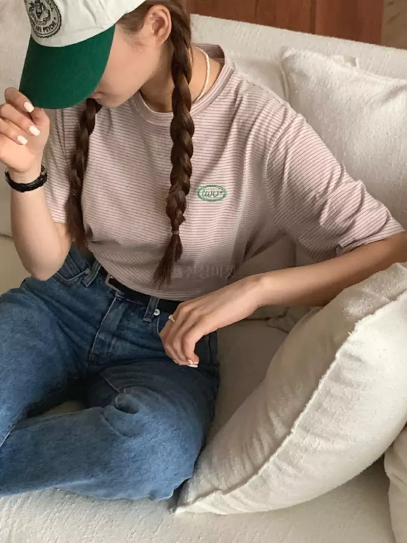 Twelve - Korean Women Fashion - #thelittlethings - Logo Stripes Tee