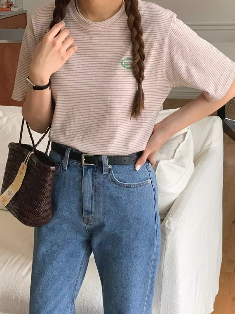 Twelve - Korean Women Fashion - #womensfashion - Logo Stripes Tee - 3