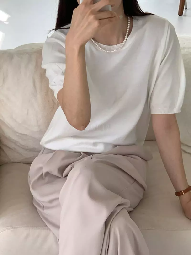 Twelve - Korean Women Fashion - #womensfashion - Daily Knit Tee - 3