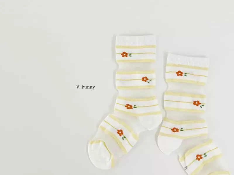V Bunny - Korean Children Fashion - #childofig - Embossing Socks Set - 7