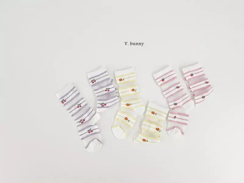 V Bunny - Korean Children Fashion - #discoveringself - Embossing Socks Set - 10