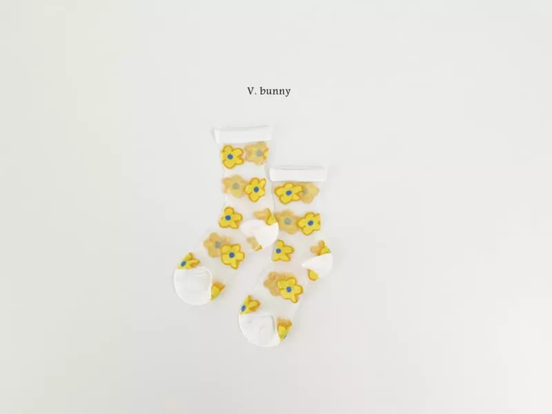 V Bunny - Korean Children Fashion - #discoveringself - Yellow Flower Socks Set - 6